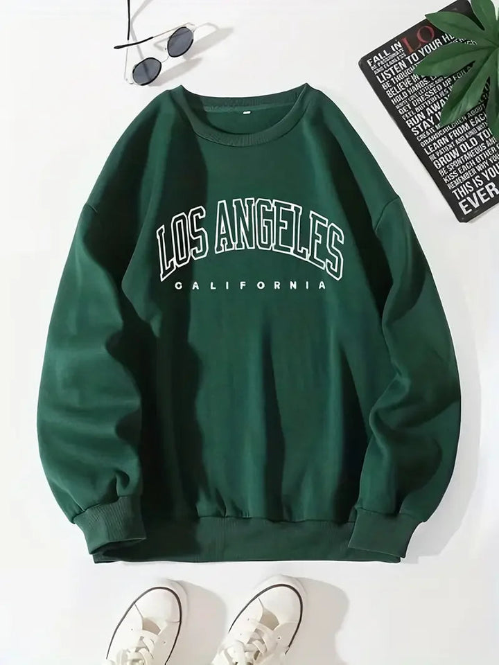Sweatshirt dame afslappet pullover med tryk