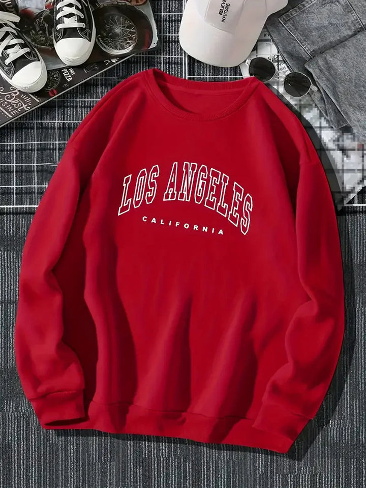 Sweatshirt dame afslappet pullover med tryk