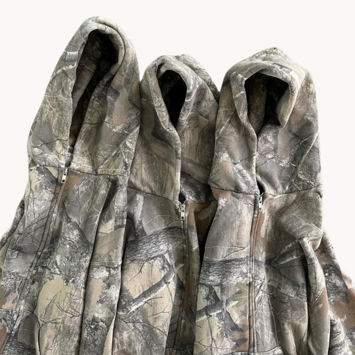 Dame hoodie med camouflage mønster