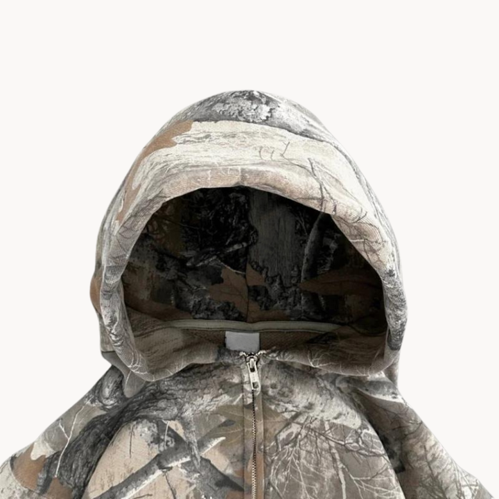 Dame hoodie med camouflage mønster