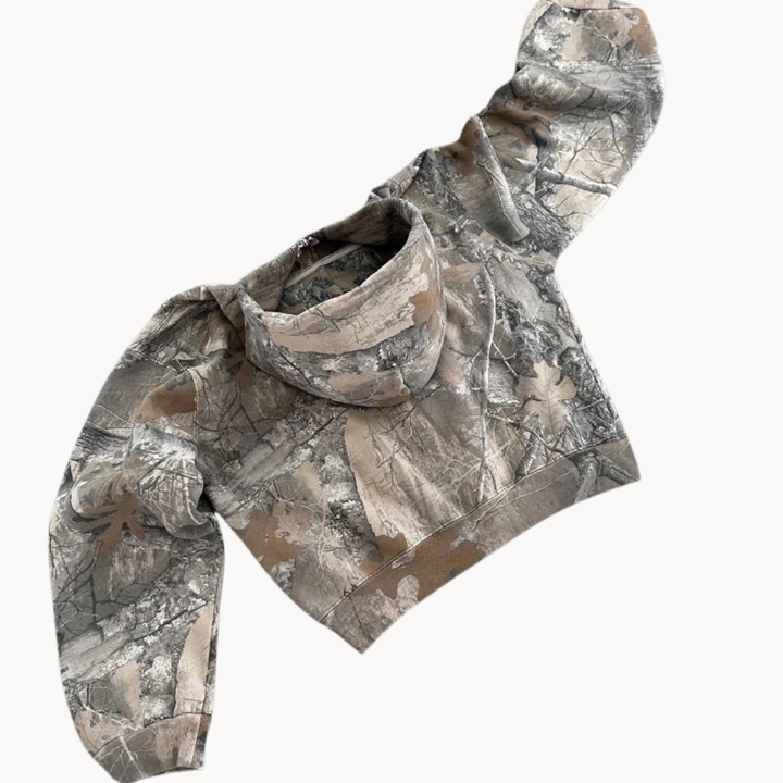 Dame hoodie med camouflage mønster