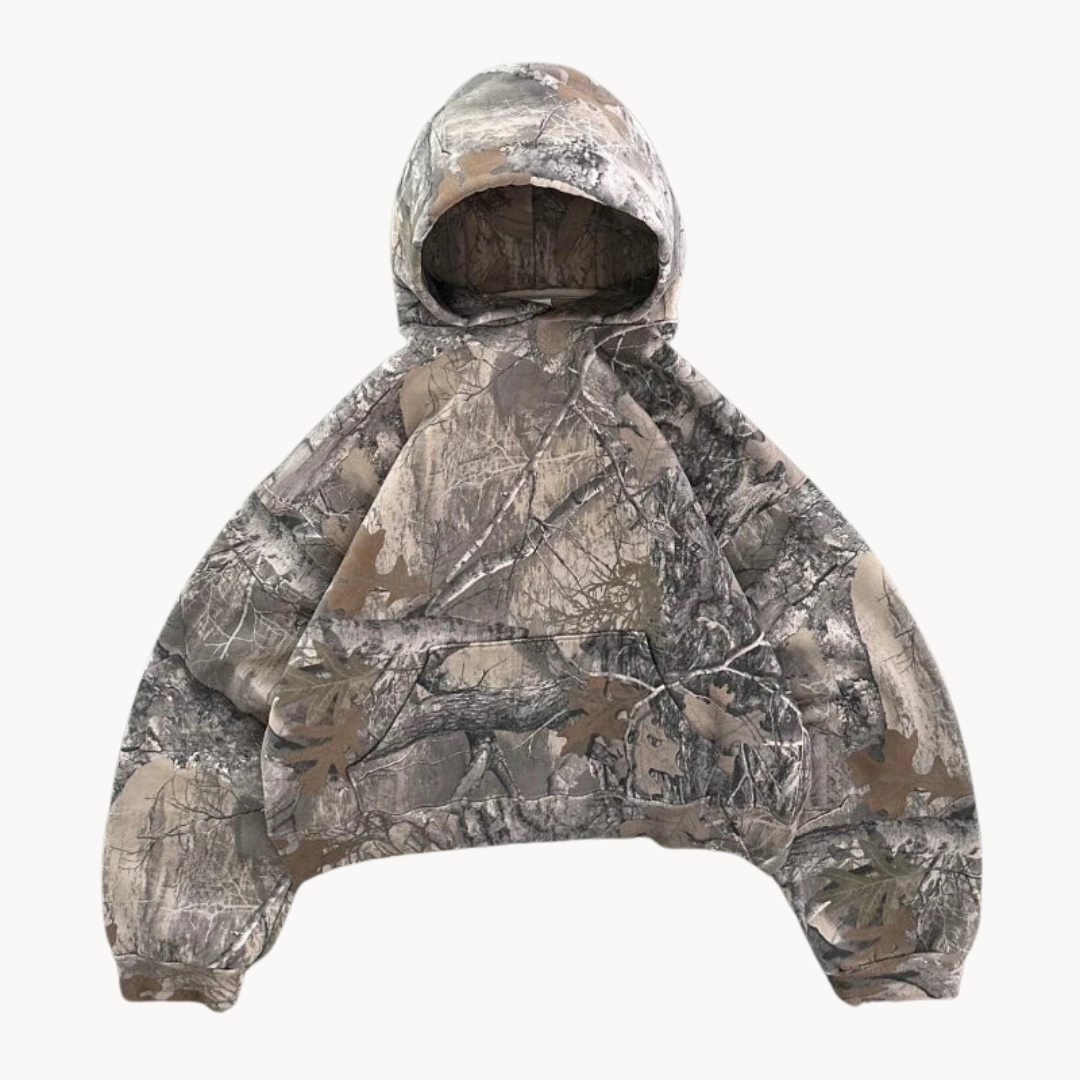 Dame hoodie med camouflage mønster