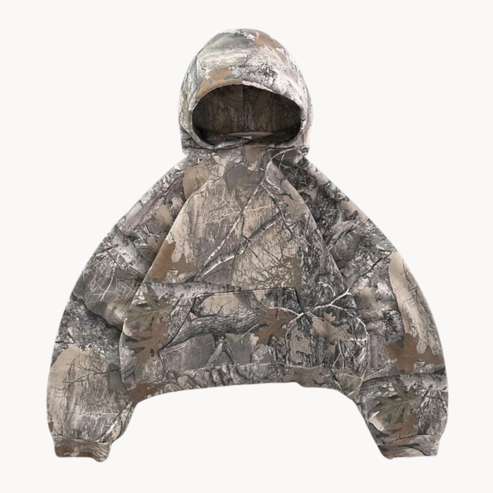 Dame hoodie med camouflage mønster