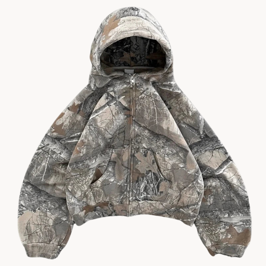 Dame hoodie med camouflage mønster