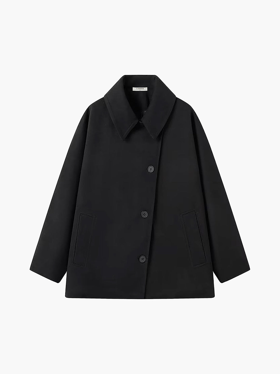 Kort damefrakke med revers og oversized pasform