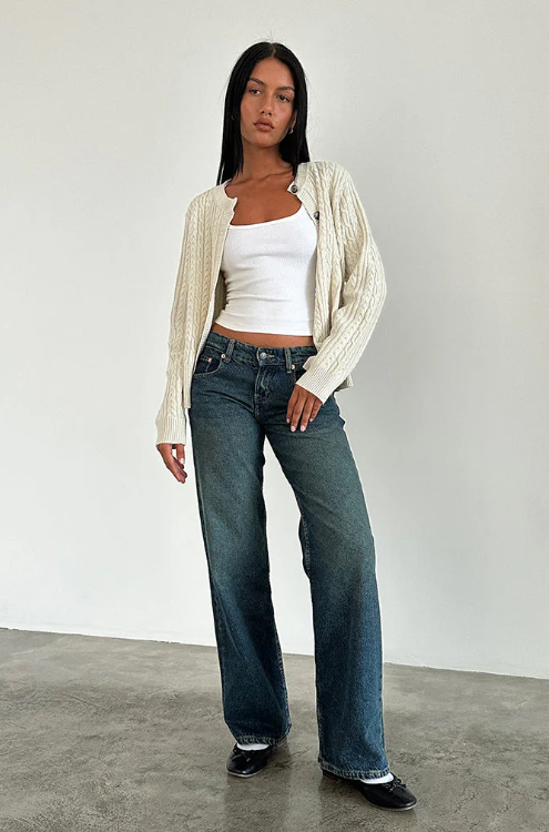 Dame jeans med lav talje og stretch