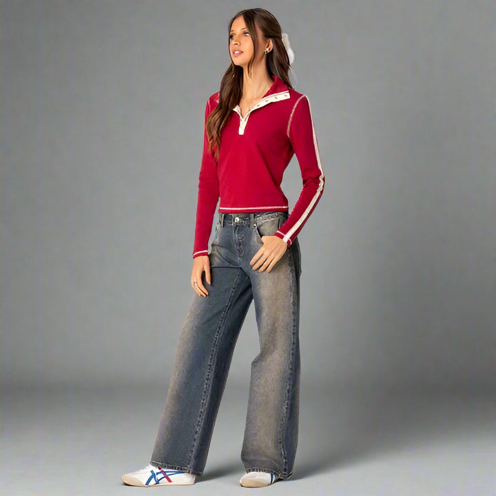 Dame jeans med lav talje og stretch
