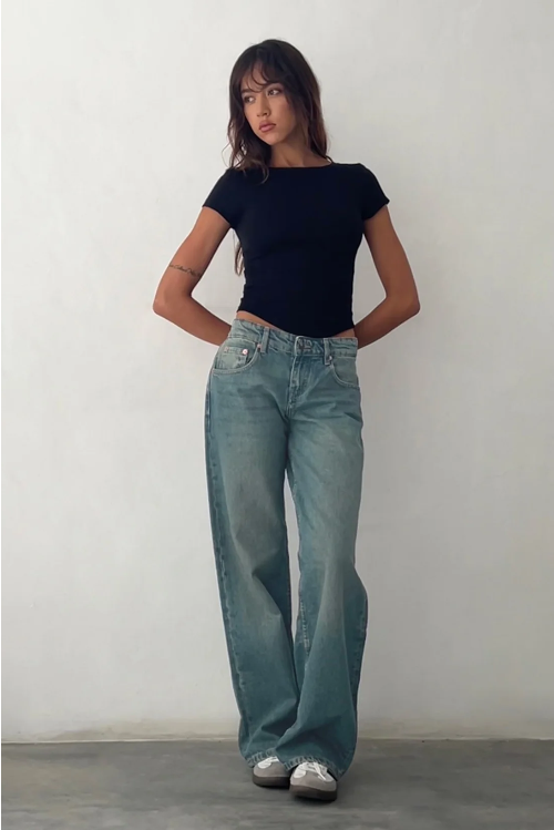 Dame jeans med lav talje og stretch