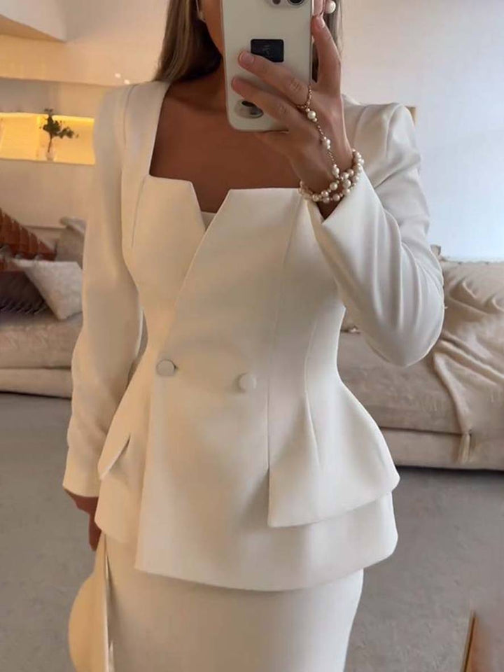 Dame sæt med blazer og lang nederdel