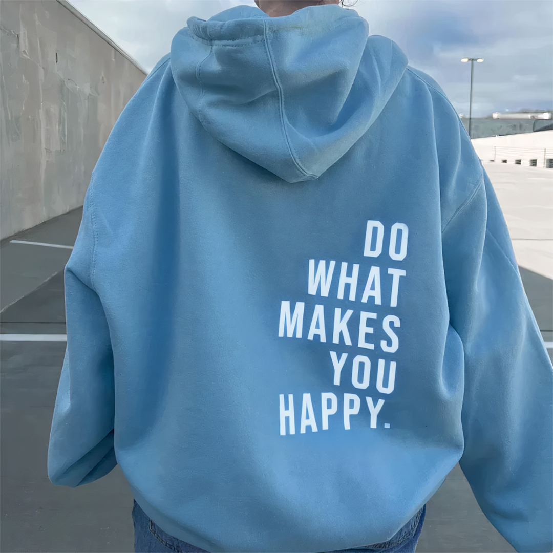 Dame hoodie med print og hætte