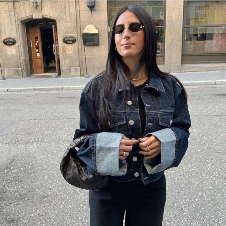 Dame denim sæt med skjorte og bukser
