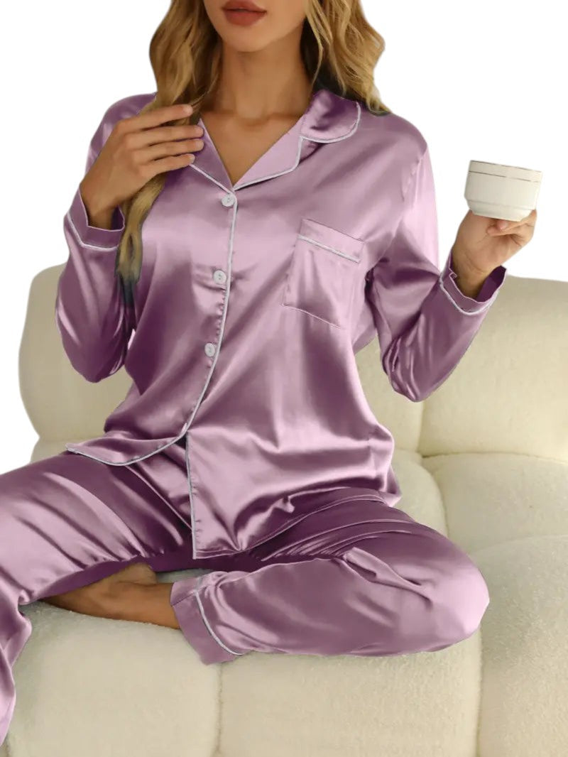 Dame pyjamasæt med skjorte og bukser – nattøj til kvinder