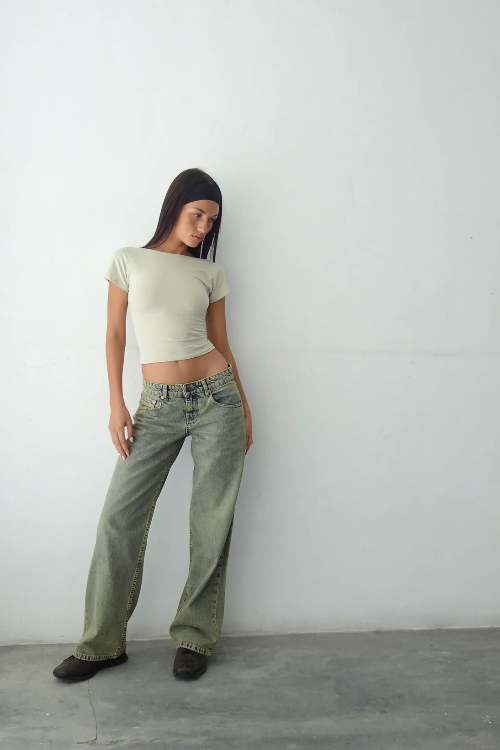 Dame jeans med lav talje og stretch