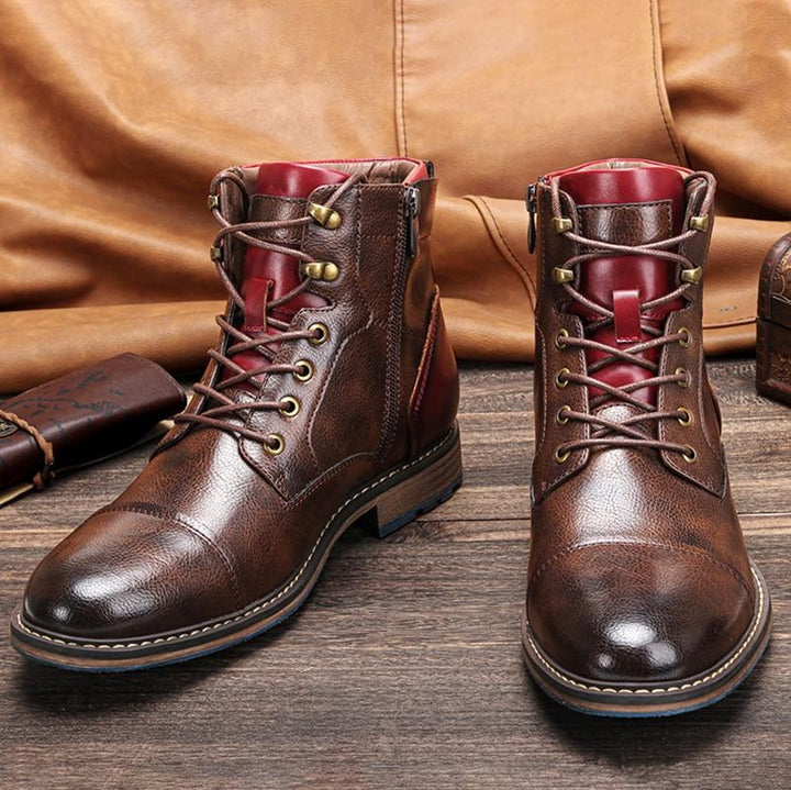 Herre ankelstøvler – robuste boots med snørebånd og lynlås