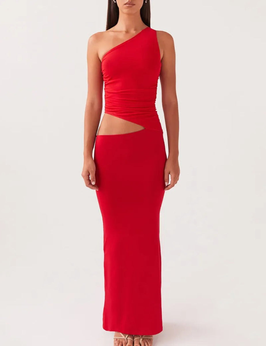 Kvinders Asymmetrisk Ærmeløs Elegant Kjole | Maxi
