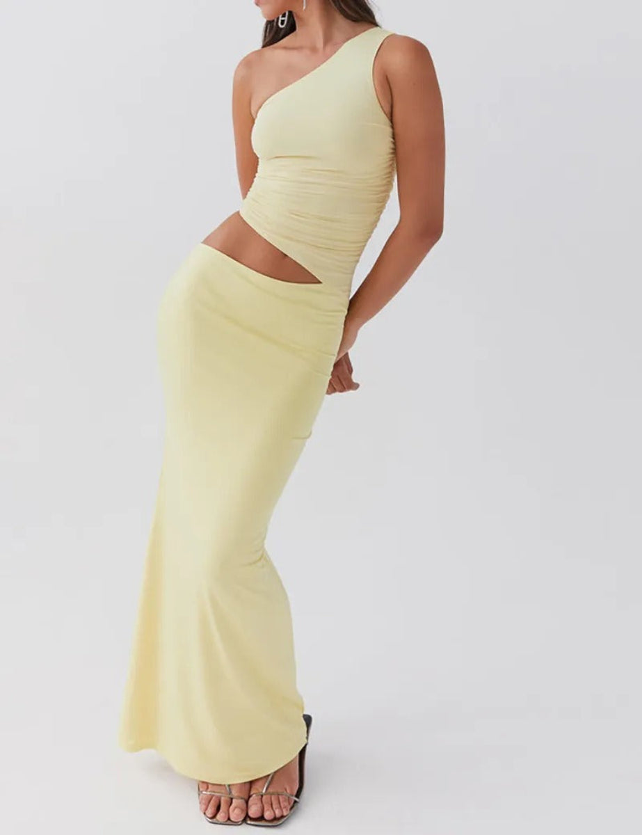 Kvinders Asymmetrisk Ærmeløs Elegant Kjole | Maxi