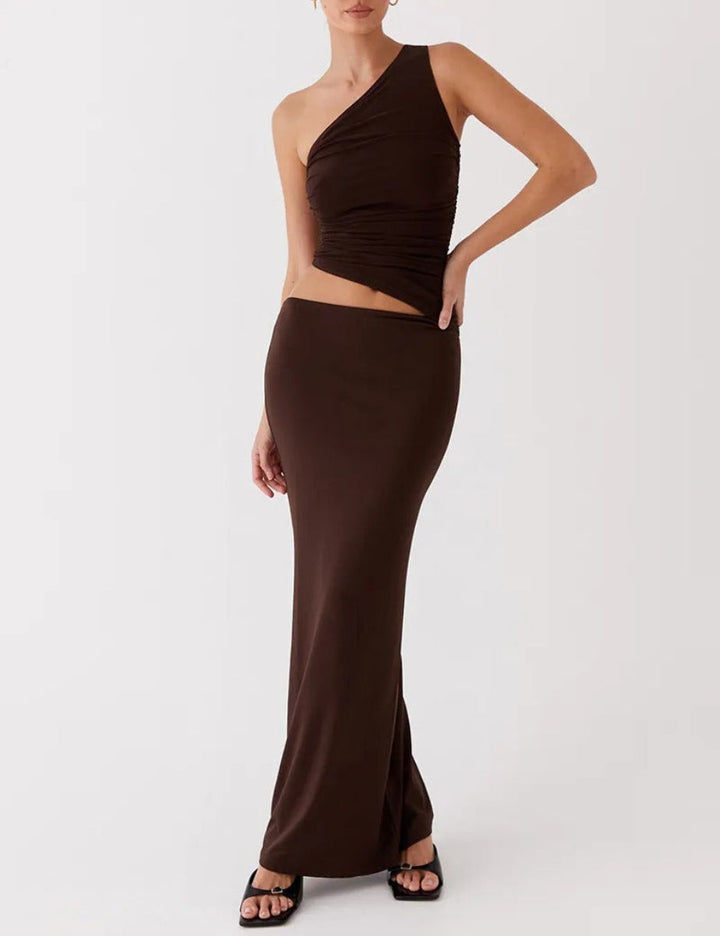 Kvinders Asymmetrisk Ærmeløs Elegant Kjole | Maxi