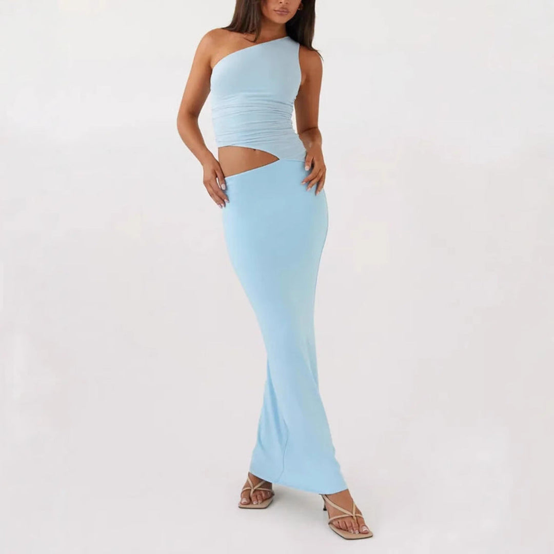 Kvinders Asymmetrisk Ærmeløs Elegant Kjole | Maxi