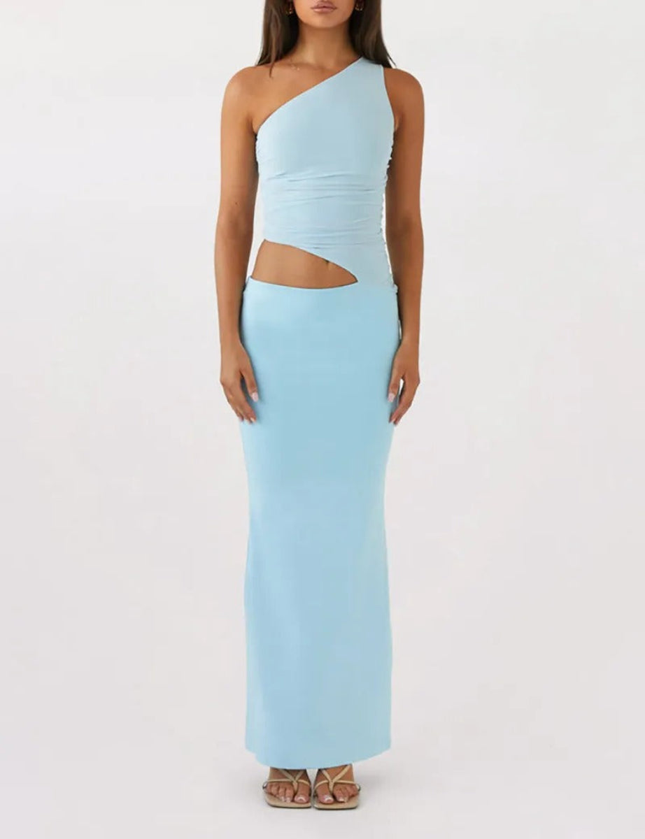 Kvinders Asymmetrisk Ærmeløs Elegant Kjole | Maxi