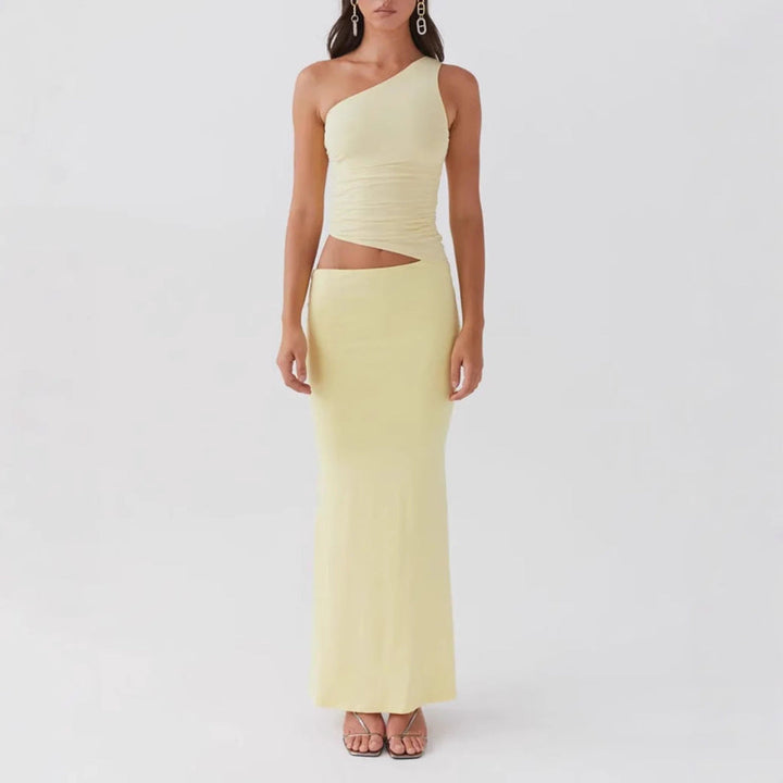 Kvinders Asymmetrisk Ærmeløs Elegant Kjole | Maxi