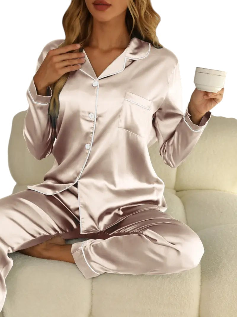 Dame pyjamasæt med skjorte og bukser – nattøj til kvinder