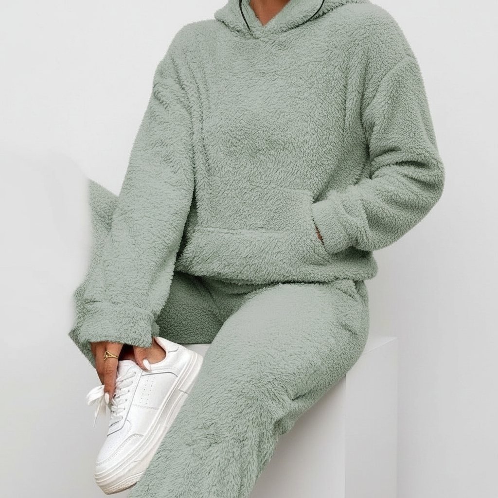 Dame Teddy Hættetrøje – Lang & Varm Plys Loungewear Med Hætte