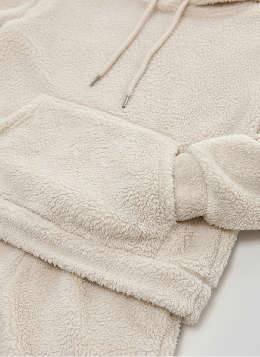 Dame Teddy Hættetrøje – Lang & Varm Plys Loungewear Med Hætte