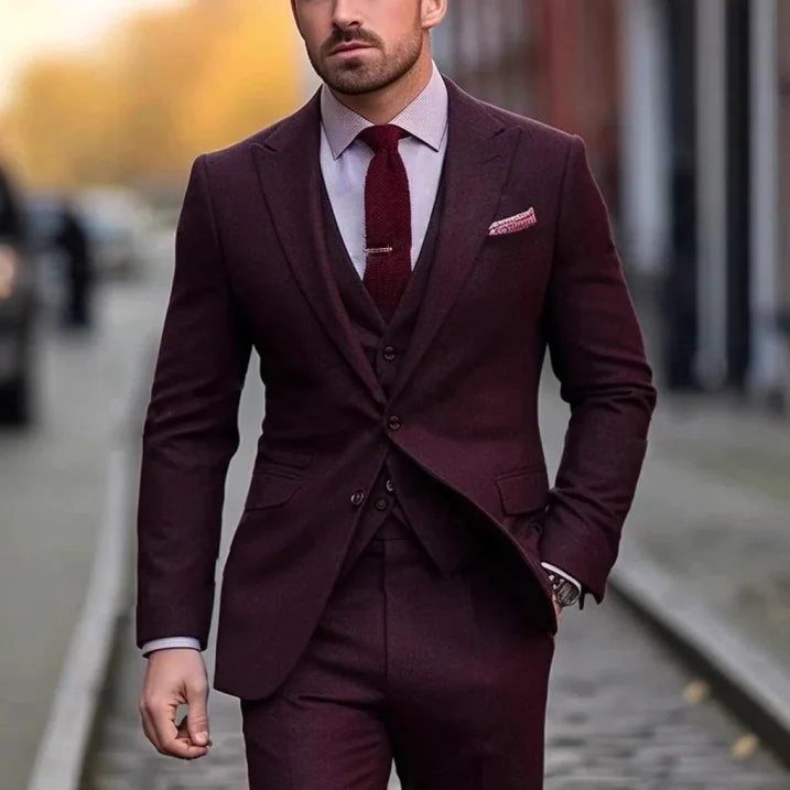 Slim fit herrejakkesæt i tre dele med vest