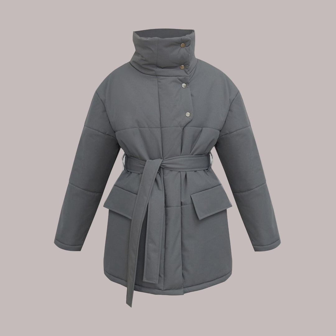 Jakke dame oversize puffer jakke med høj krave og lommer