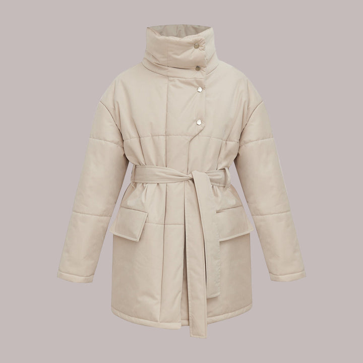 Jakke dame oversize puffer jakke med høj krave og lommer