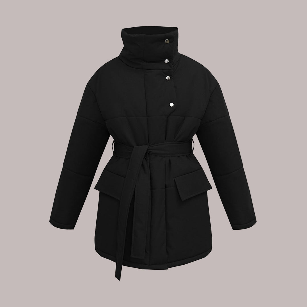 Jakke dame oversize puffer jakke med høj krave og lommer