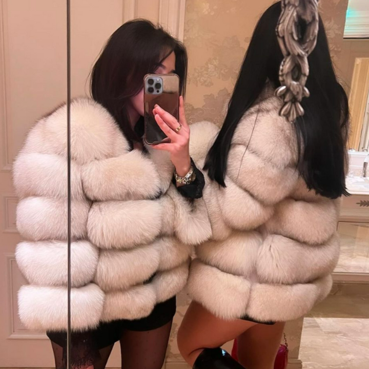 Kort damejakke med pelslook