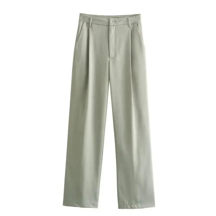 To-delt dame sæt med cropped blazer og højtaljede bukser