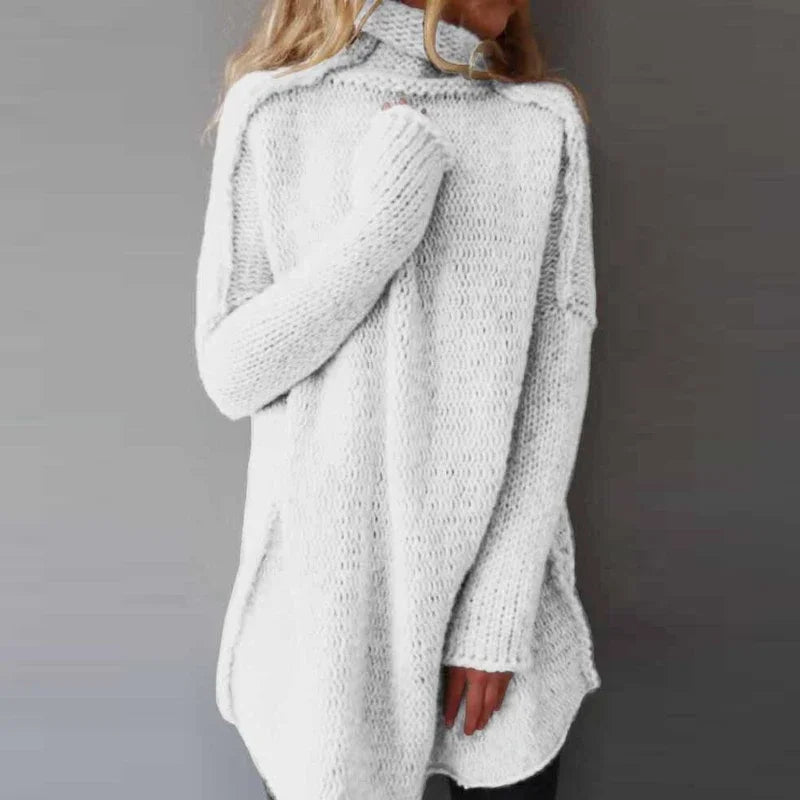 Dame sweaterkjole med rullekrave