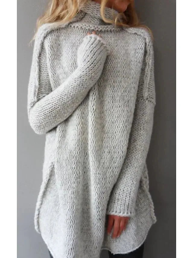 Dame sweaterkjole med rullekrave