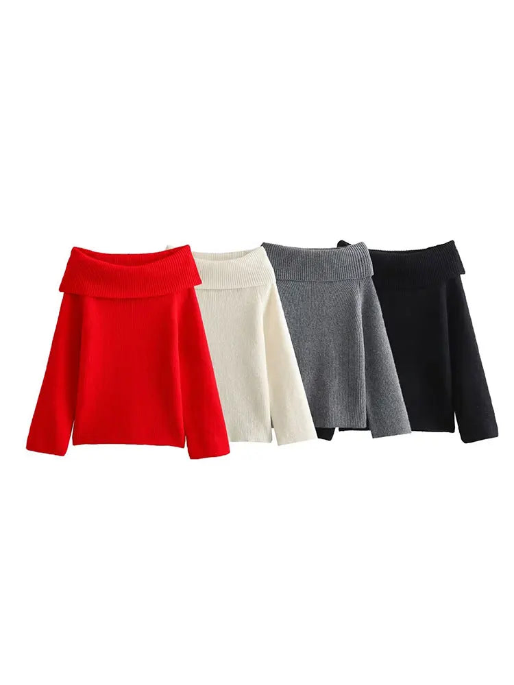 Offshoulder strikbluse til kvinder