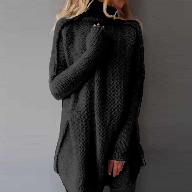 Dame sweaterkjole med rullekrave