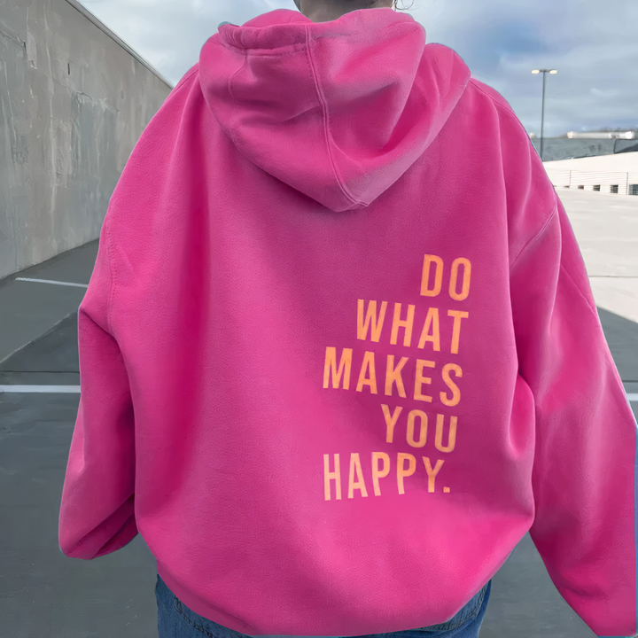 Dame hoodie med print og hætte