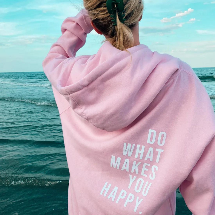 Dame hoodie med print og hætte