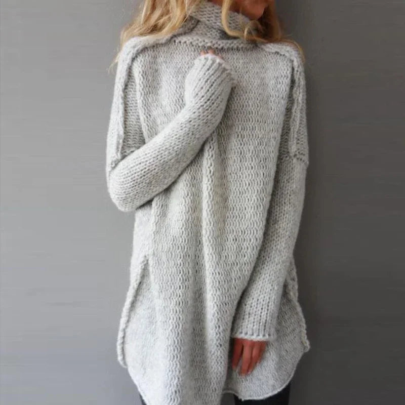 Dame sweaterkjole med rullekrave