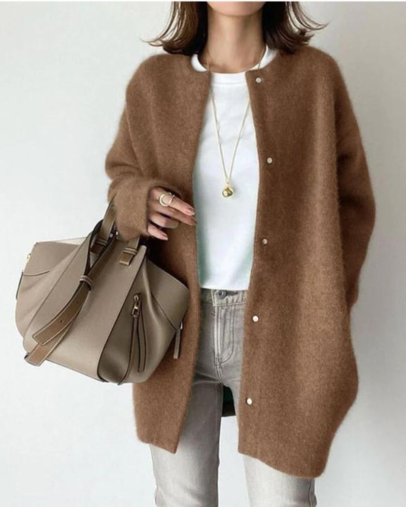 Dame cardigan med klassisk design