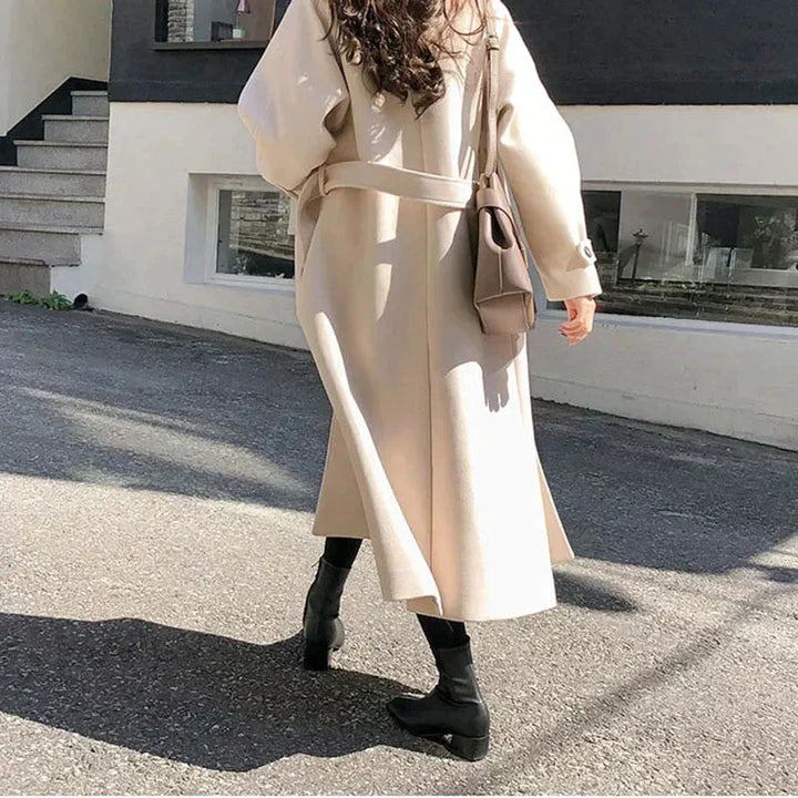 Dame Lang Frakke – Elegant Trenchcoat Med Bælte & Vandafvisende