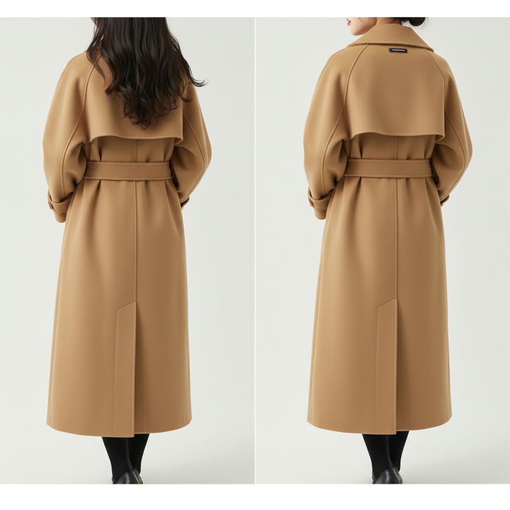 Dame Lang Frakke – Elegant Trenchcoat Med Bælte & Vandafvisende