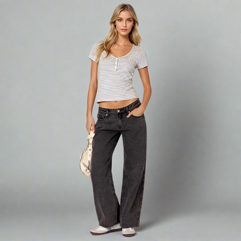 Dame jeans med lav talje og stretch