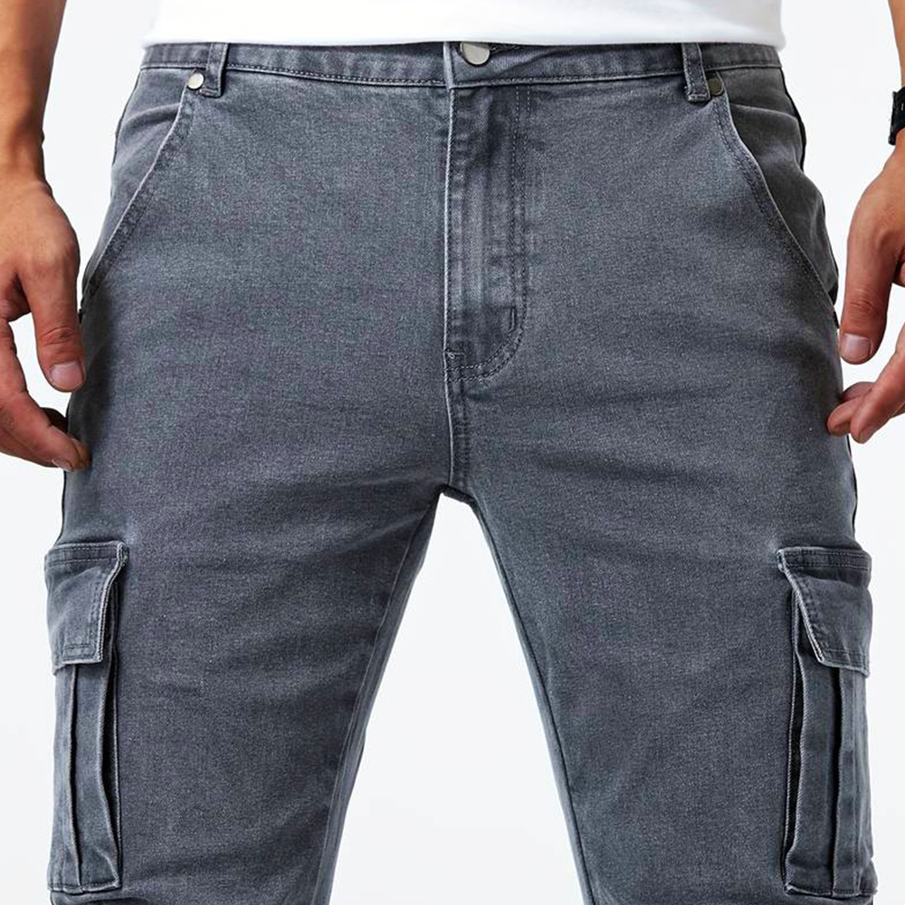 Herre cargo jeans stretchy bukser med lommer