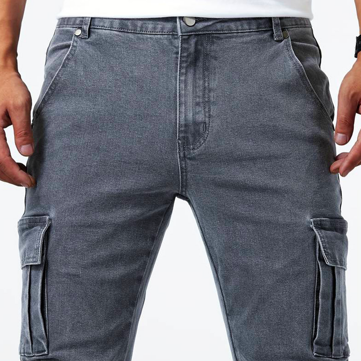 Herre cargo jeans stretchy bukser med lommer
