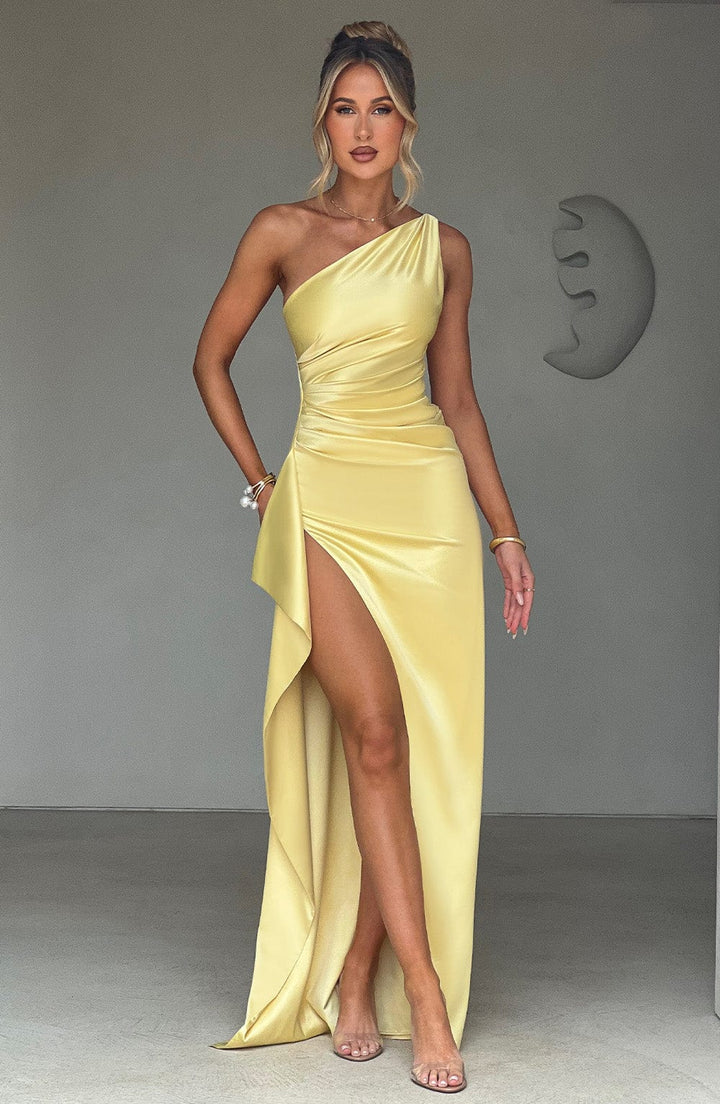 Kvinders Én-Skulder Elegant Kjole | Maxi