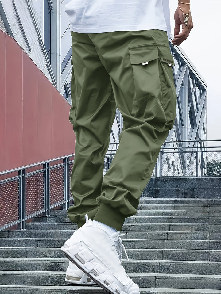 Herre cargo joggebukser med sidelommer og elastisk kant