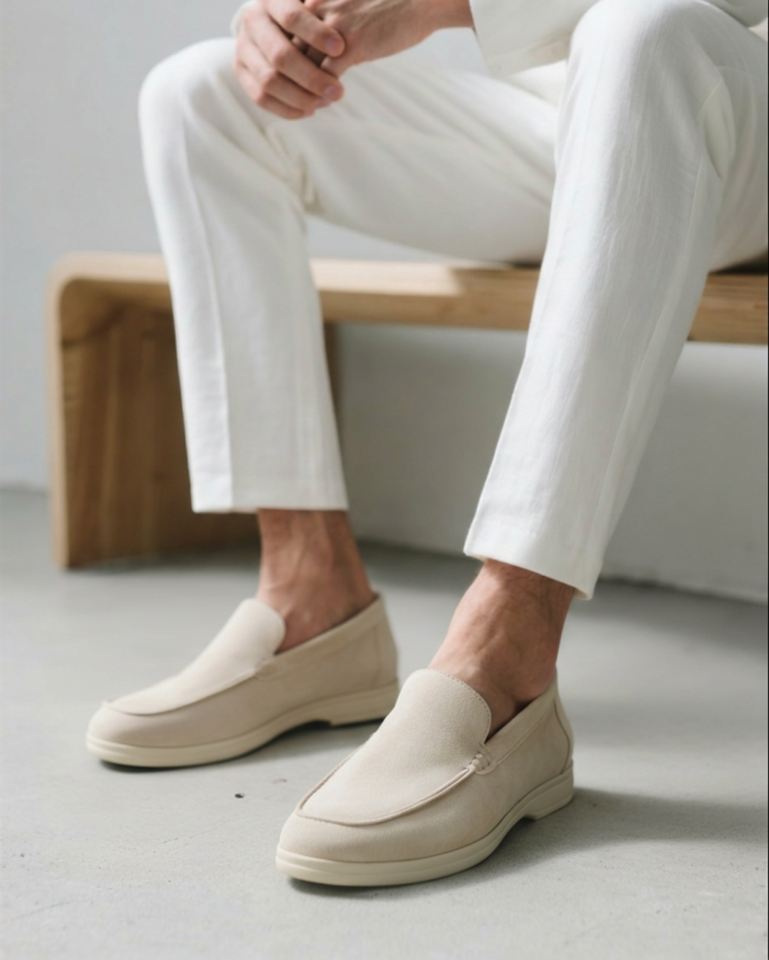 Herre loafers slip-on med lys sål