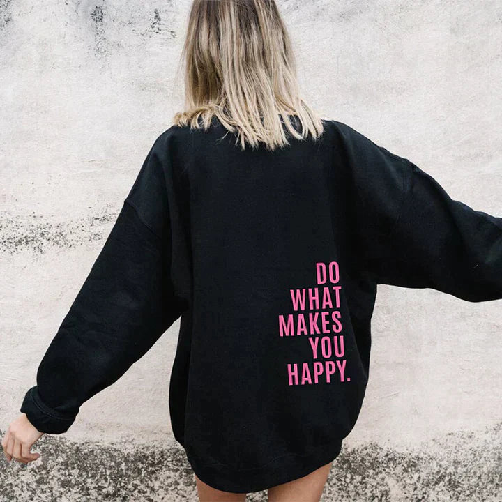 Dame hoodie med print og hætte